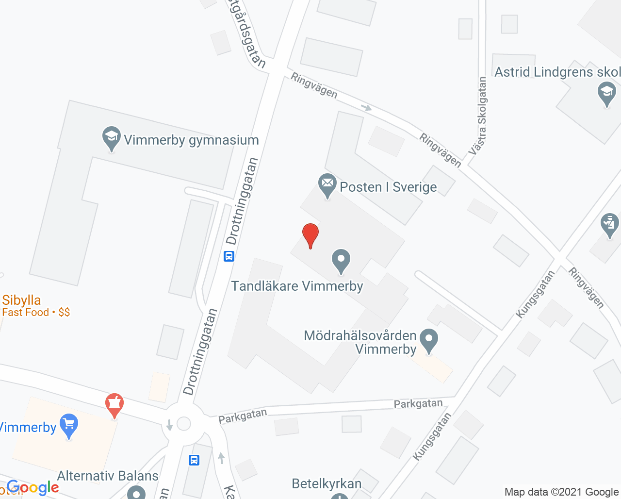 Karta till Alkoholmottagningen Vimmerby