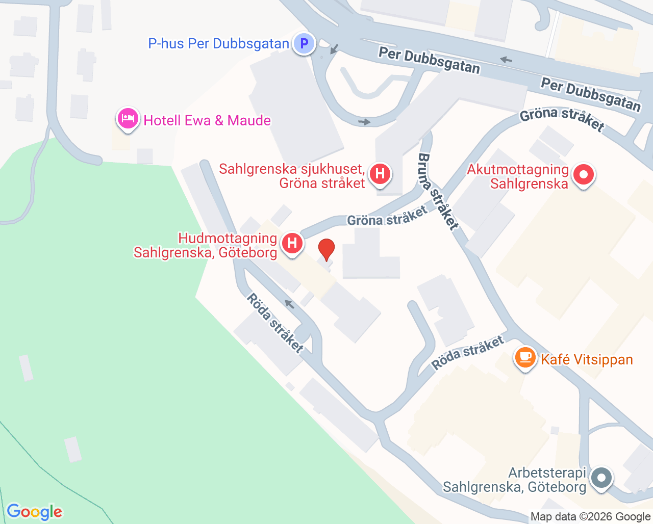 Karta till Reumatologimottagning Arbetsterapi Sahlgrenska, Göteborg