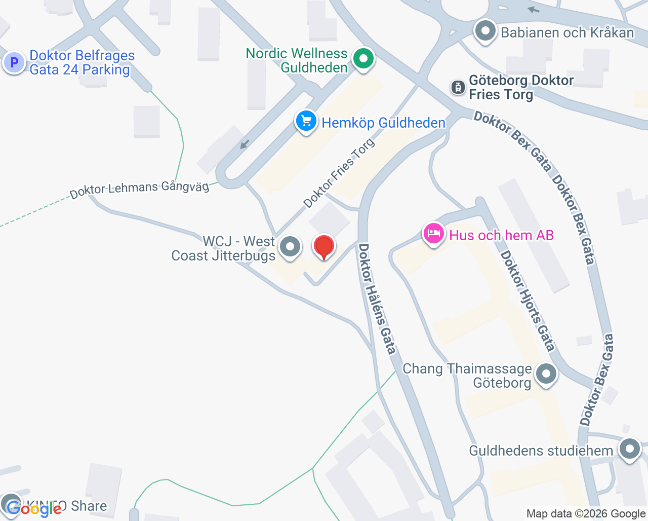 Karta till Guldheden Nötkärnan BVC, Göteborg