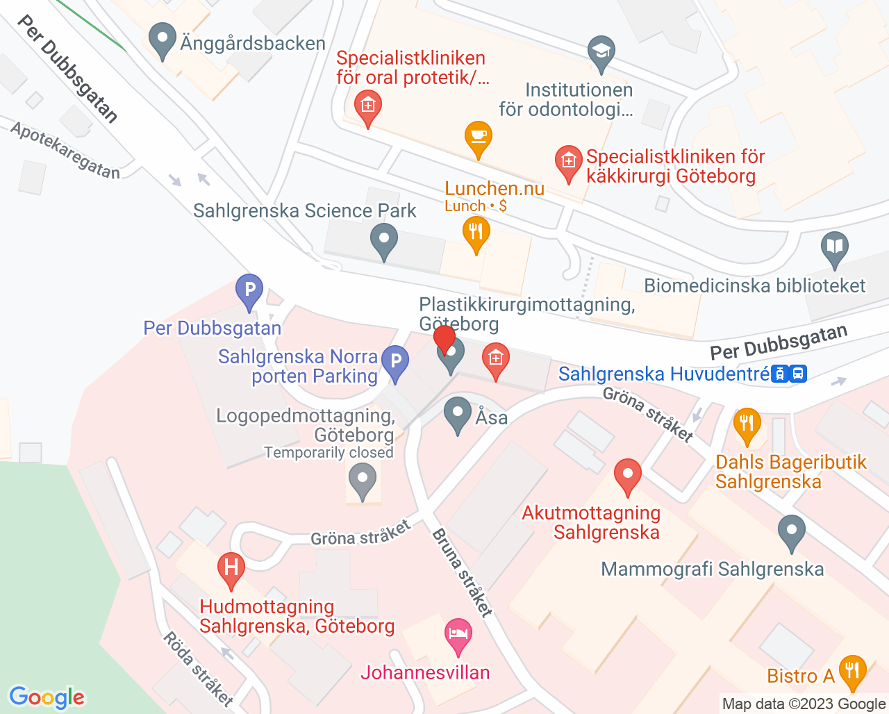 Karta till Sahlgrenska Universitetssjukhuset, Göteborg