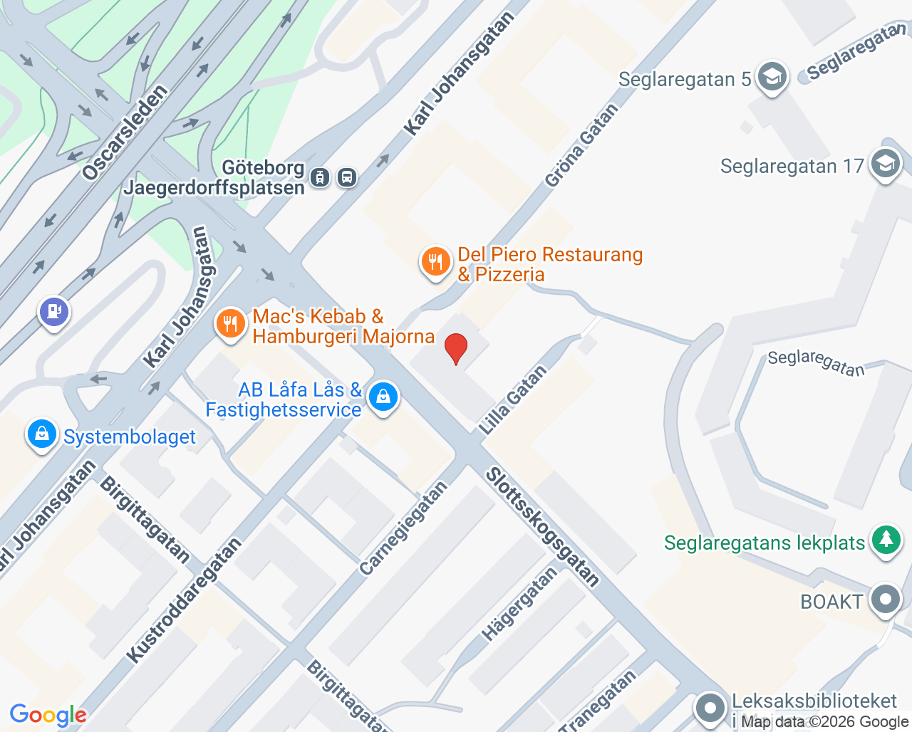 Karta till Omtanken BVC Majorna, Göteborg