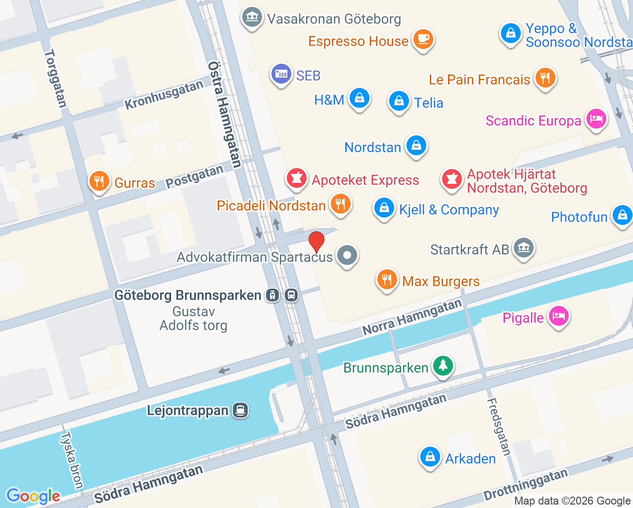 Karta till Åderbråcksklinikerna Göteborg, Göteborg