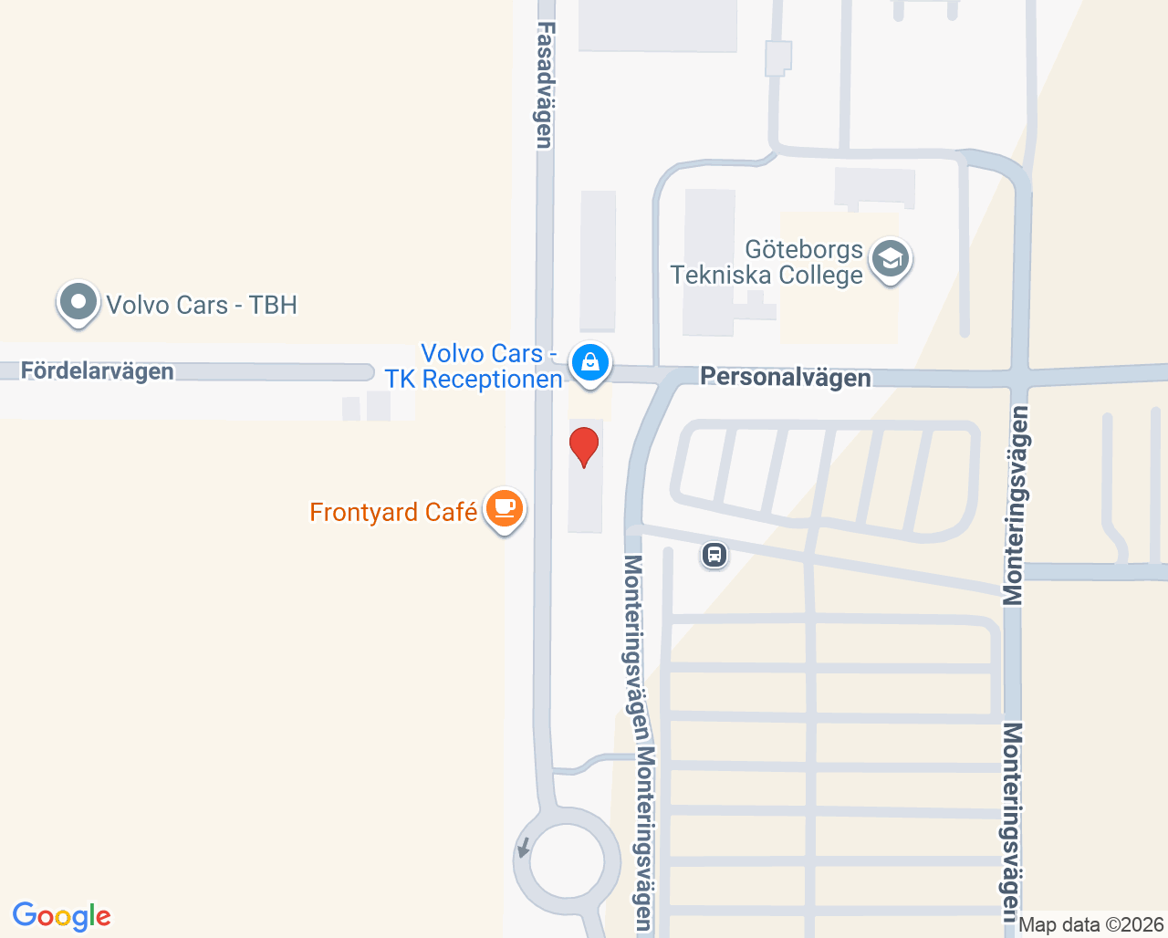 Karta till GeBlod hållplats Volvo TK, Göteborg