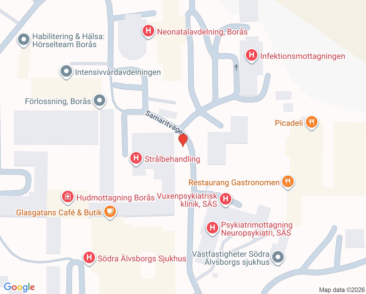 Karta till BB- och neonatalmottagning, Borås