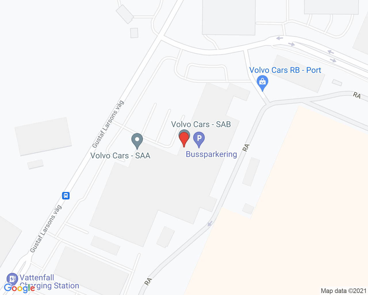 Karta till GeBlod hållplats Volvo SA, Göteborg