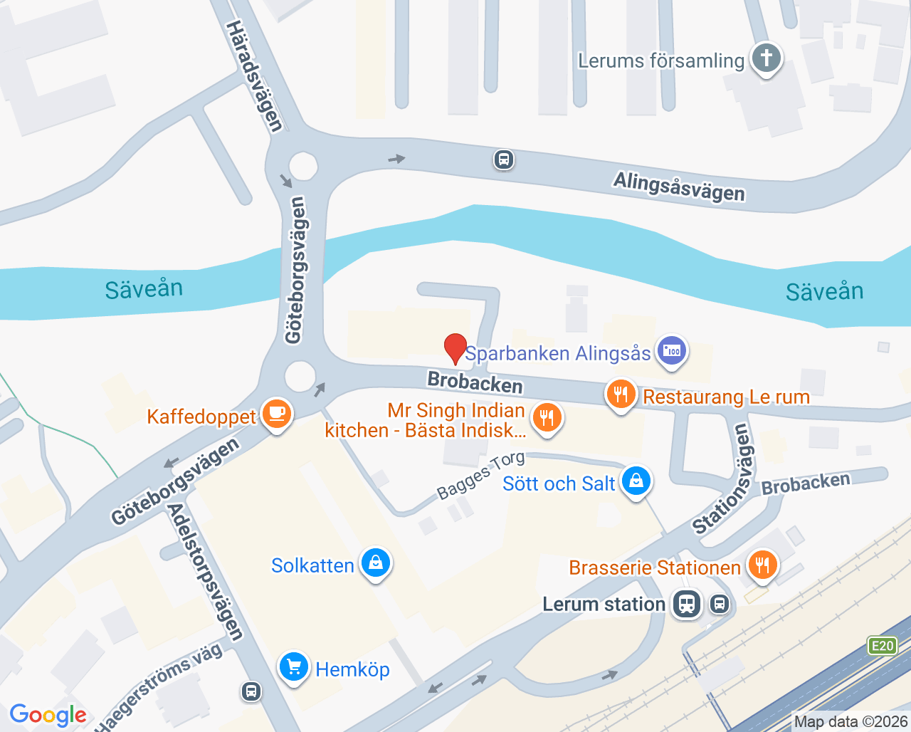 Karta till Lerum ungdomsmottagning, Lerum