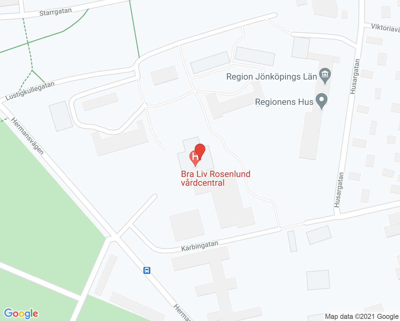Karta till Barnhälsovården Rosenlund, Jönköping