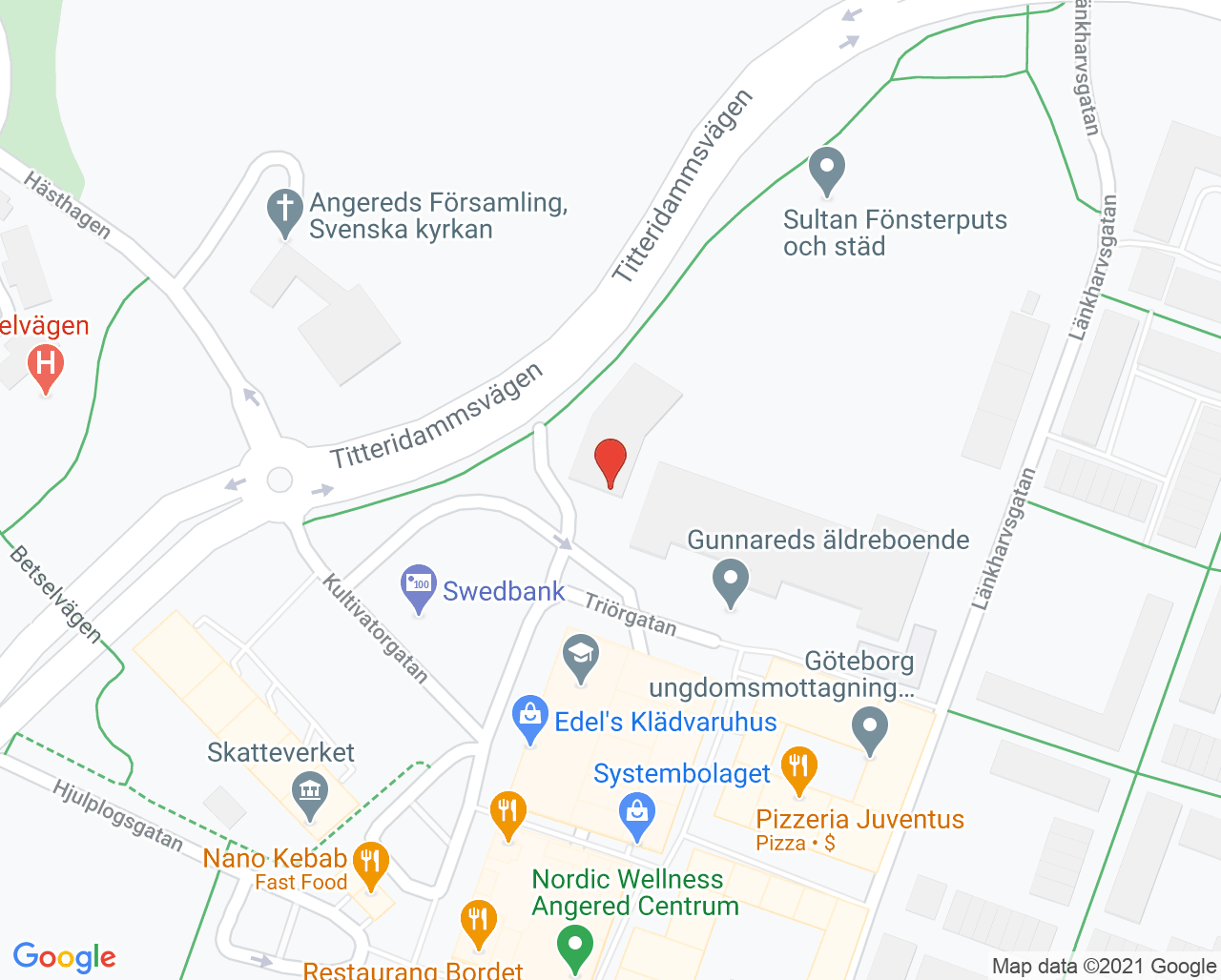 Karta till Folktandvården Angered Göteborg, Angered