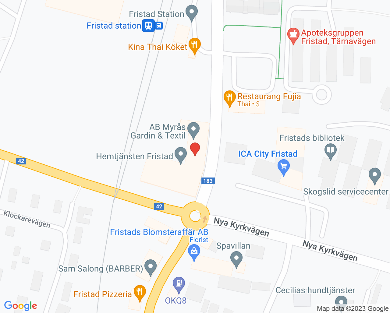 Karta till Folktandvården Fristad, Fristad