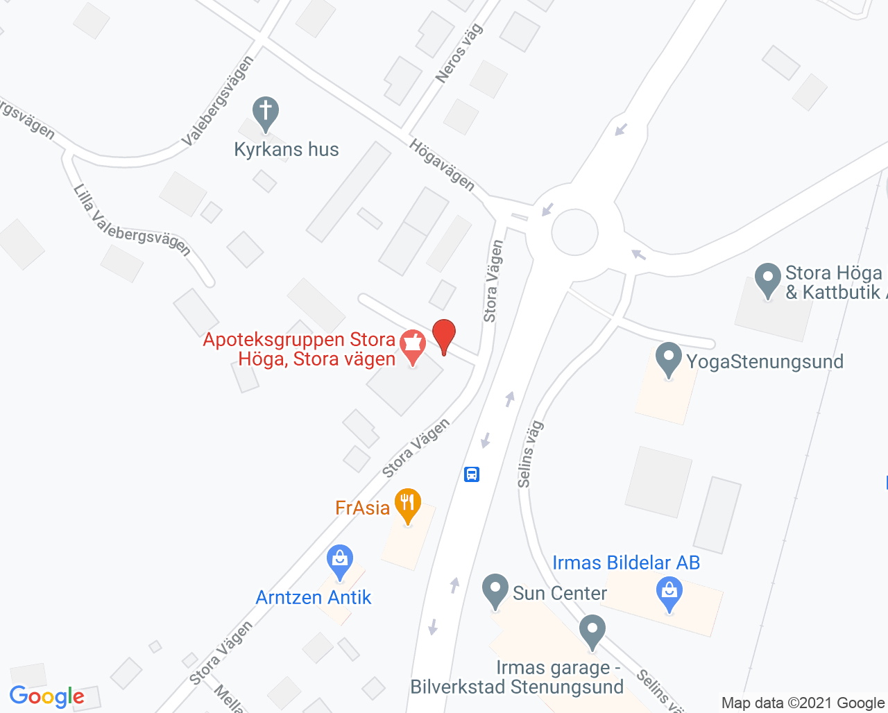 Karta till Närhälsan Stora Höga vårdcentral, Stora Höga