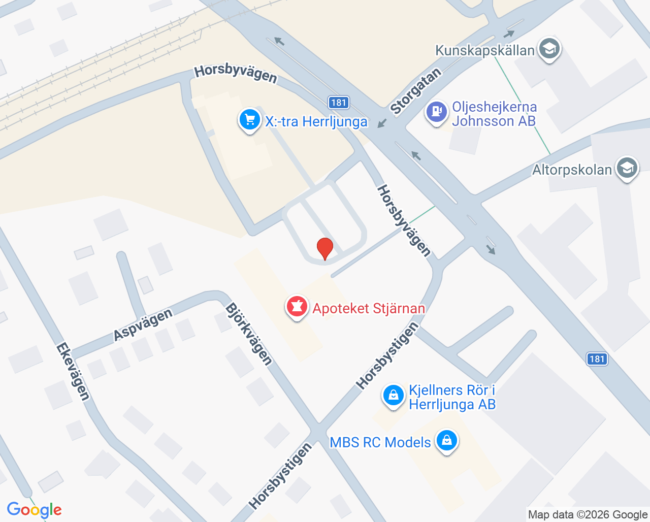 Karta till Herrljunga psykologmottagning föräldraskap och små barn, Herrljunga