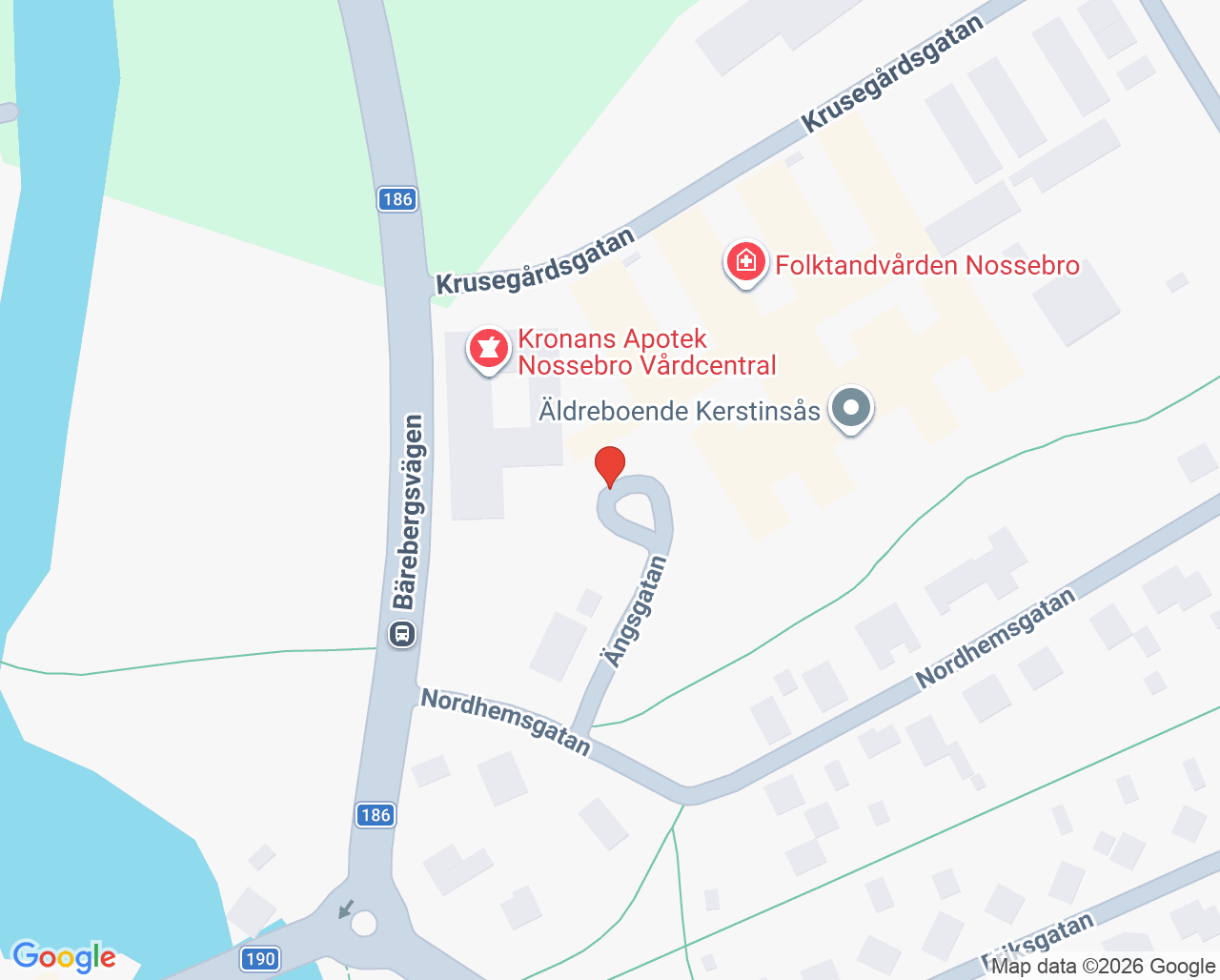 Karta till Närhälsan Nossebro rehabmottagning, Nossebro