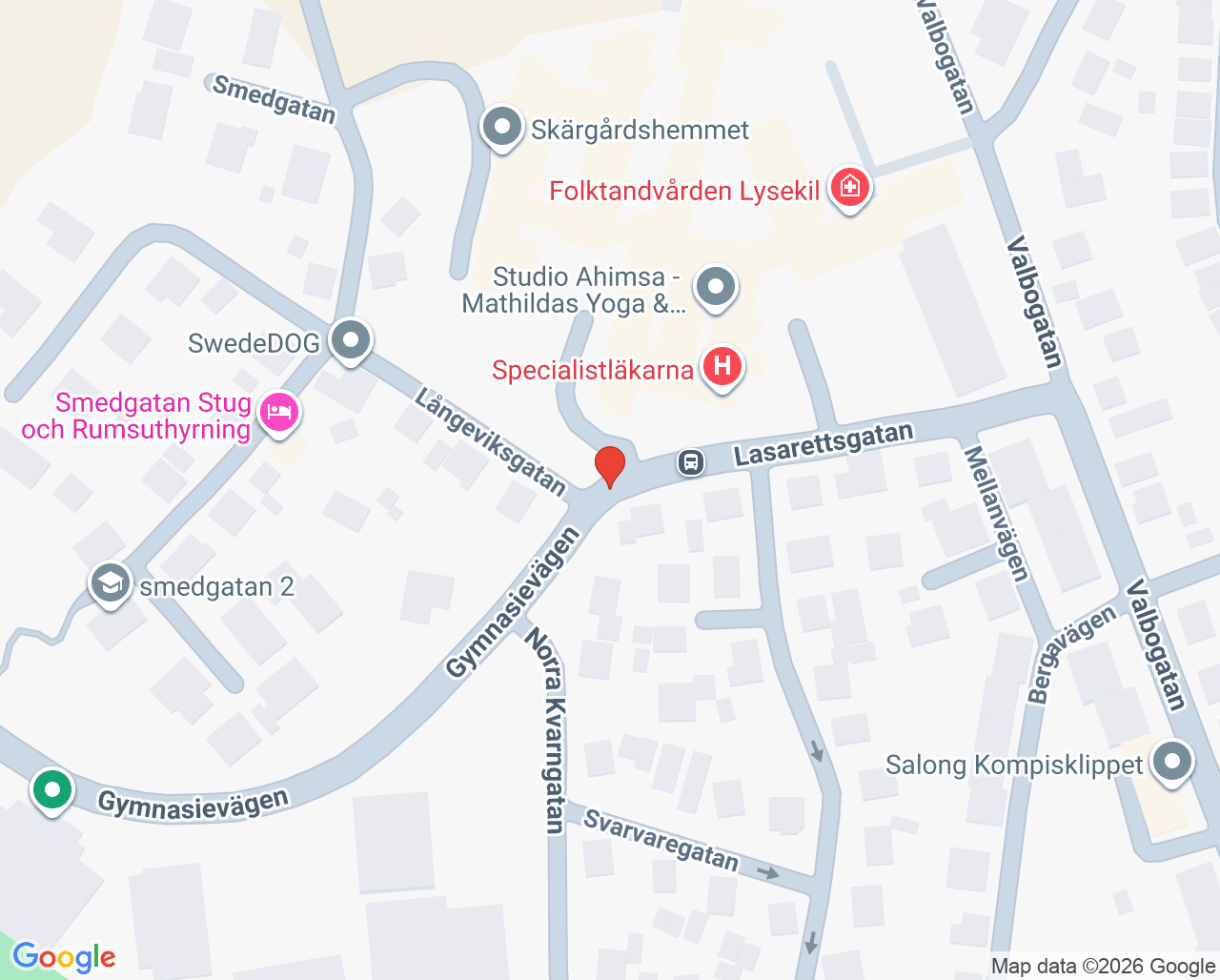 Karta till BUP Väst mottagning Lysekil, Lysekil
