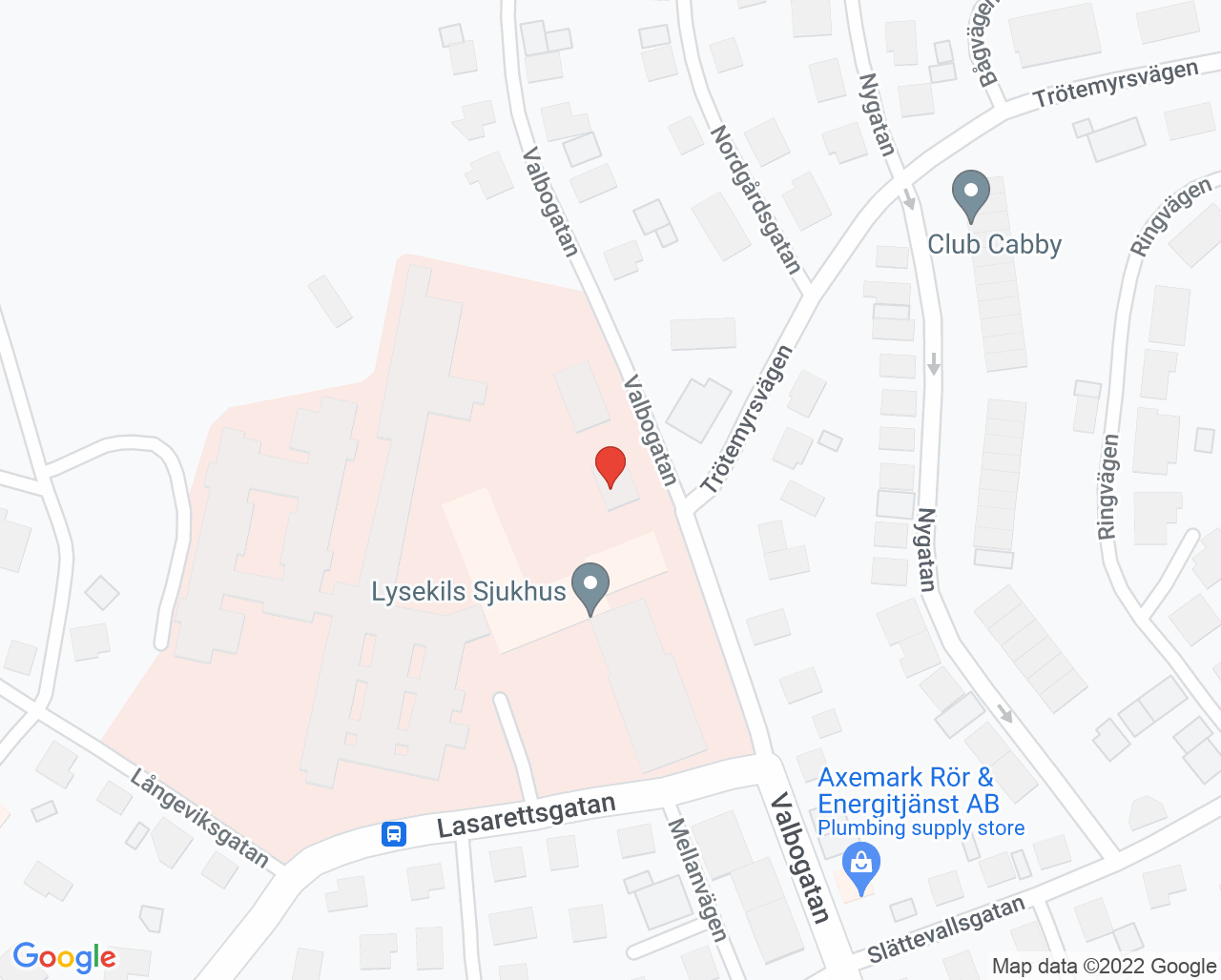 Karta till Logopedimottagning Lysekil sjukhus, Lysekil