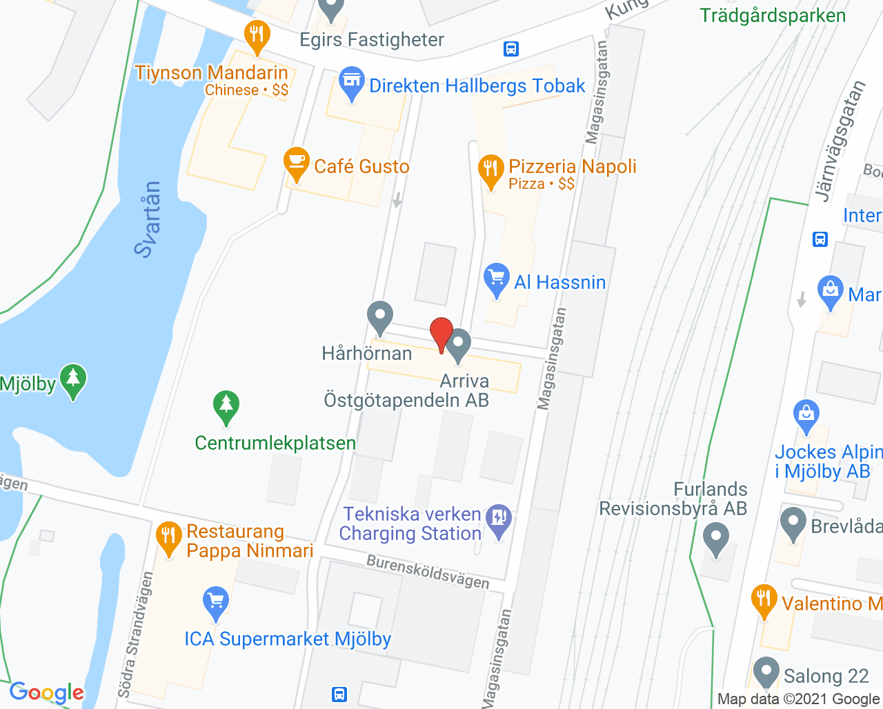 Karta till Praktikertjänst Mjölby Tandvård, Mjölby