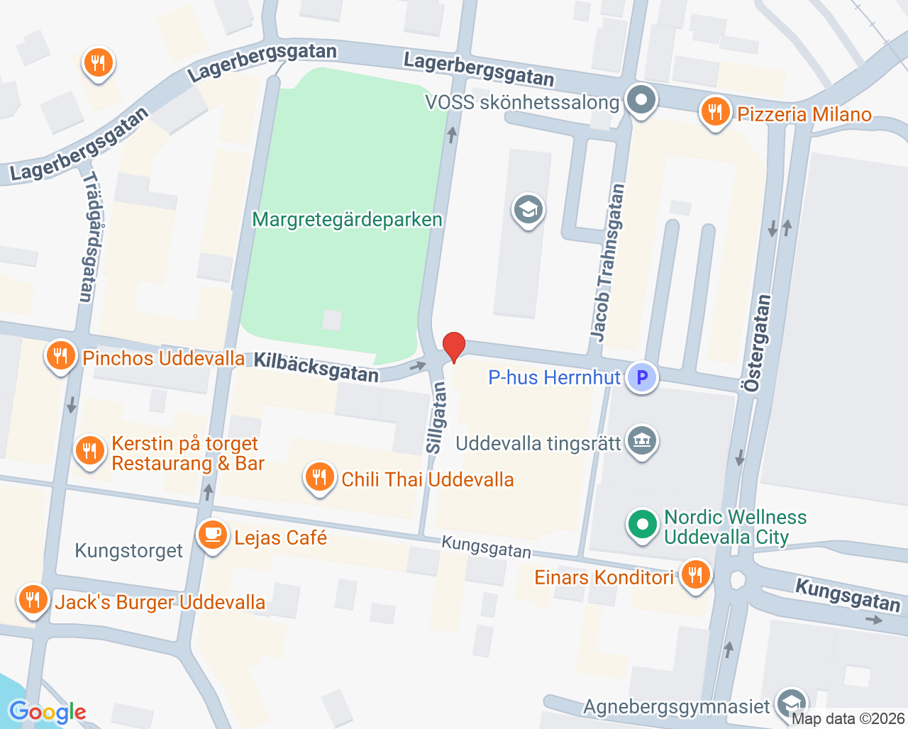 Karta till Hudläkarpunkten Praktikertjänst, Uddevalla