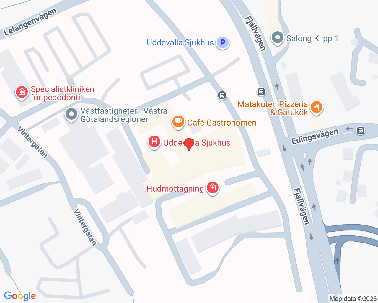 Karta till Endokrinologimottagning Uddevalla sjukhus, Uddevalla
