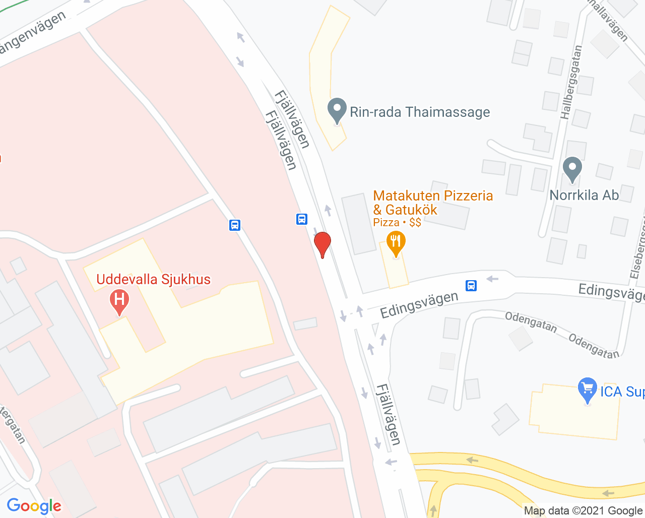 Karta till Hudmottagning Uddevalla sjukhus, Uddevalla