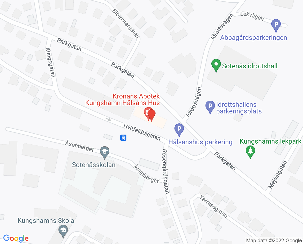 Karta till Närhälsan Kungshamn rehabmottagning, Kungshamn
