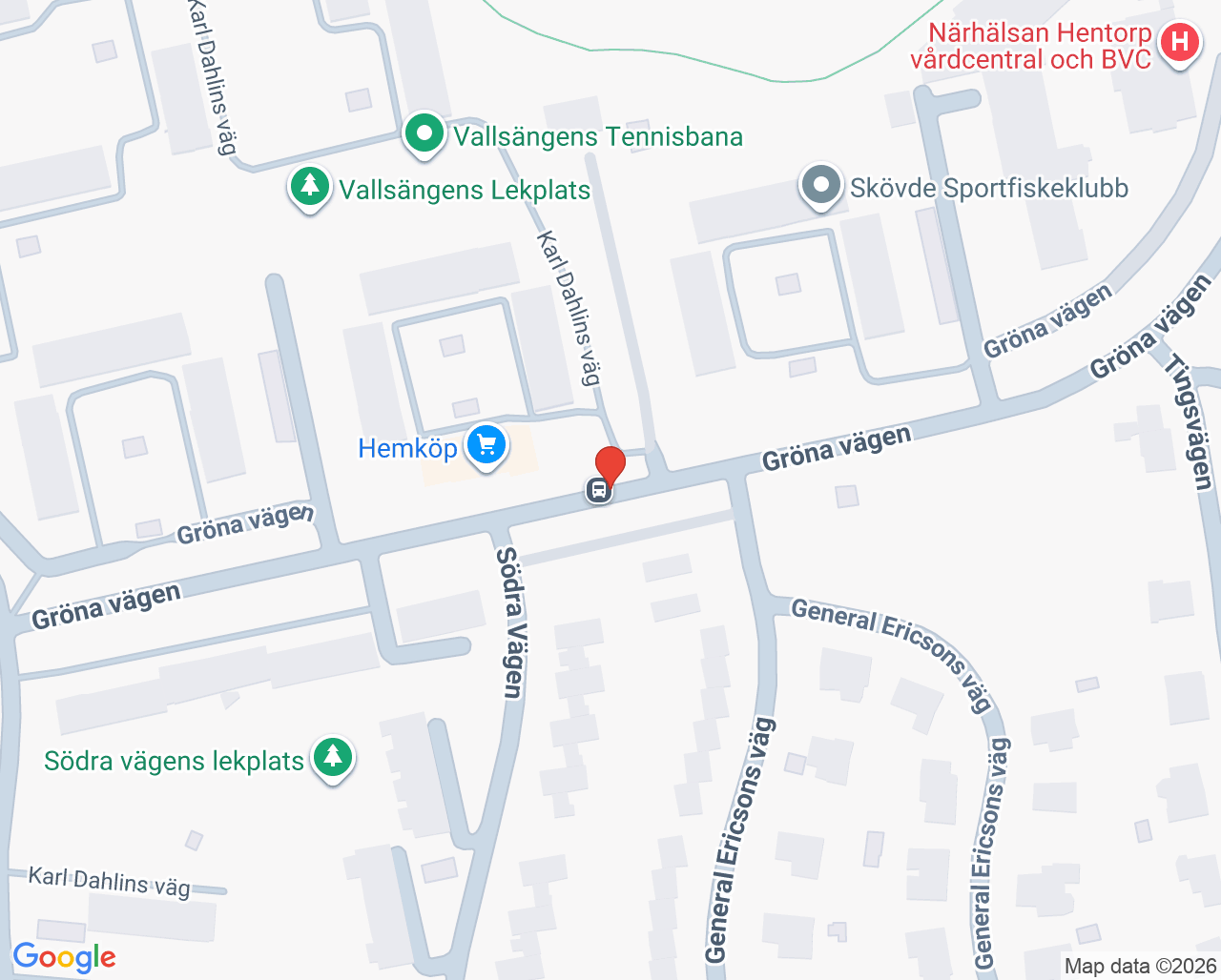 Karta till Närhälsan Hentorp barnavårdscentral, Skövde