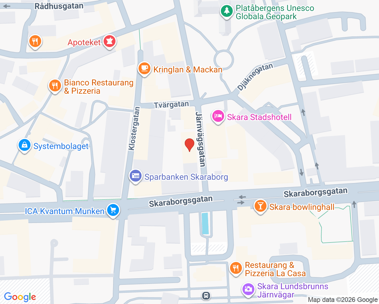 Karta till Tandläkare Trybom, Skara