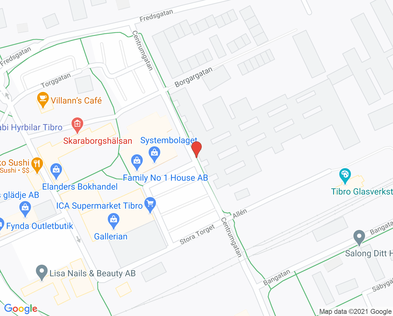 Karta till Närhälsan Tibro barnavårdscentral, Tibro