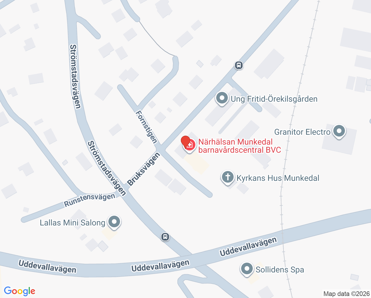 Karta till Munkedal barnmorskemottagning, Munkedal