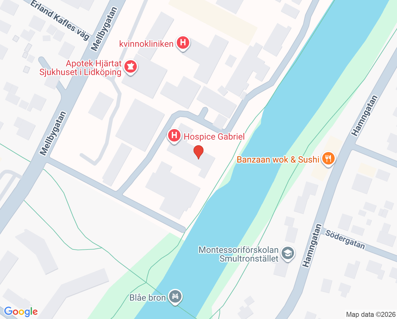 Karta till Ortopedi- och kirurgiavdelning Lidköping