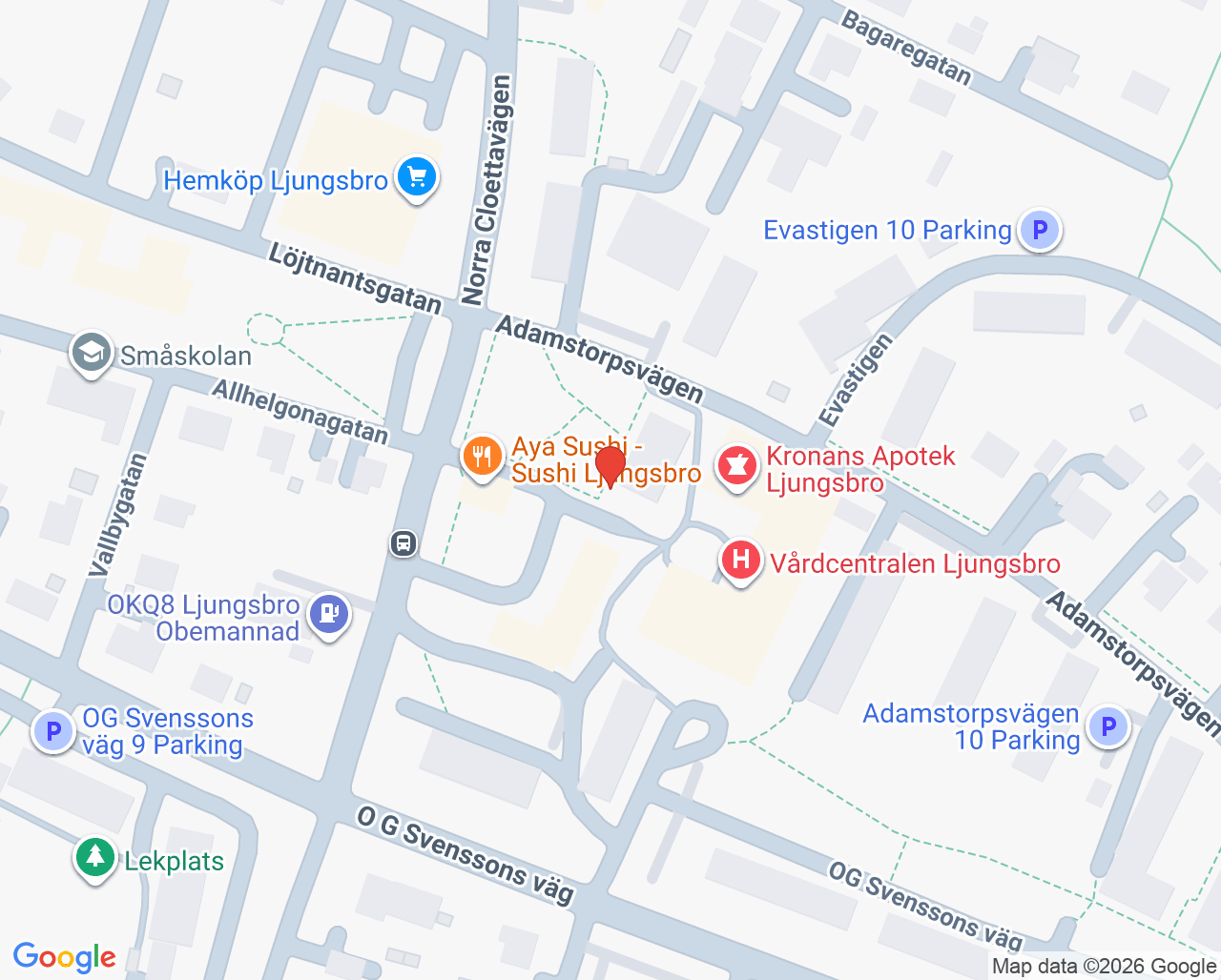 Karta till Fysioterapimottagningen VC Ljungsbro, Rörelse och Hälsa