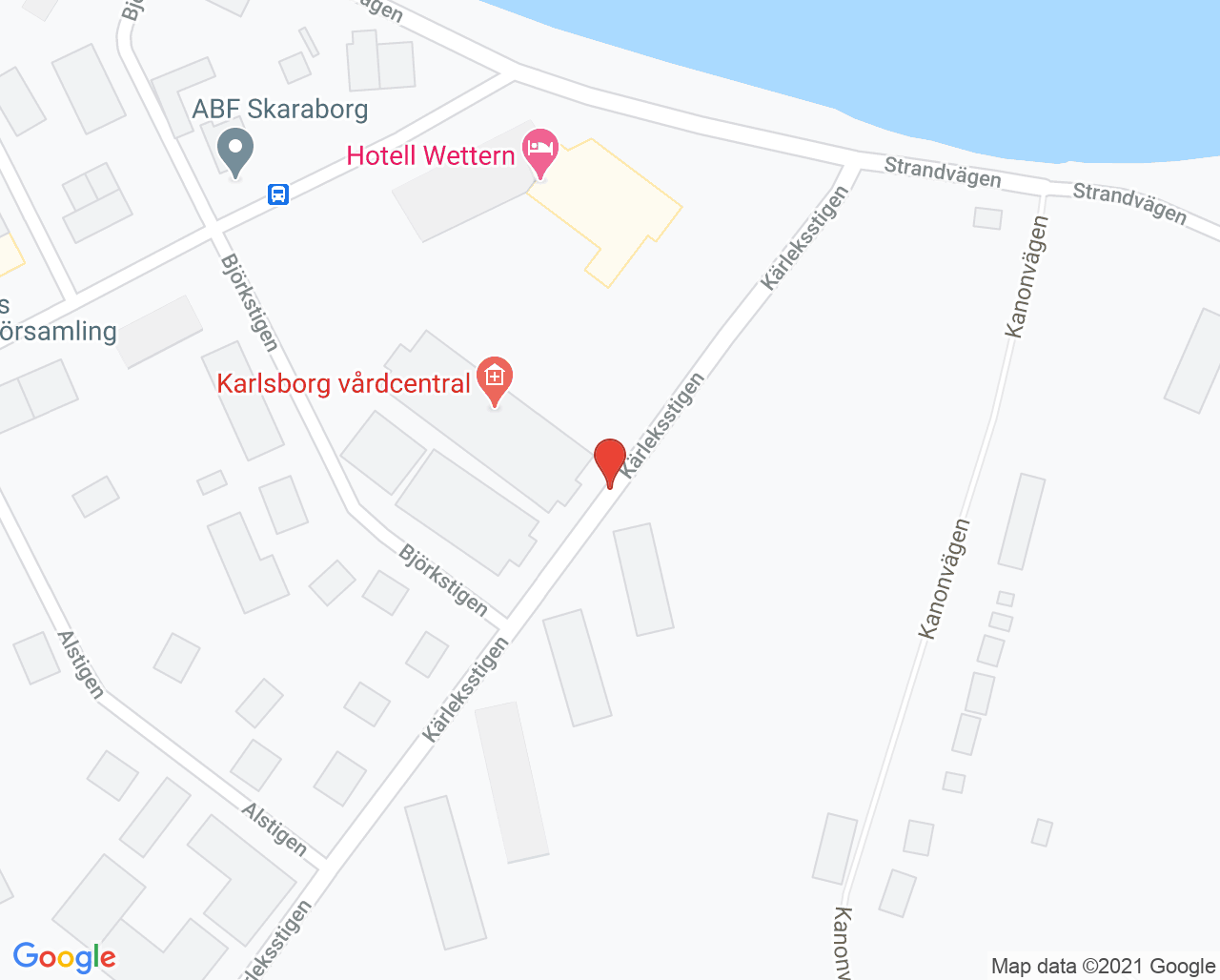 Karta till Närhälsan Karlsborg barnavårdscentral, Karlsborg