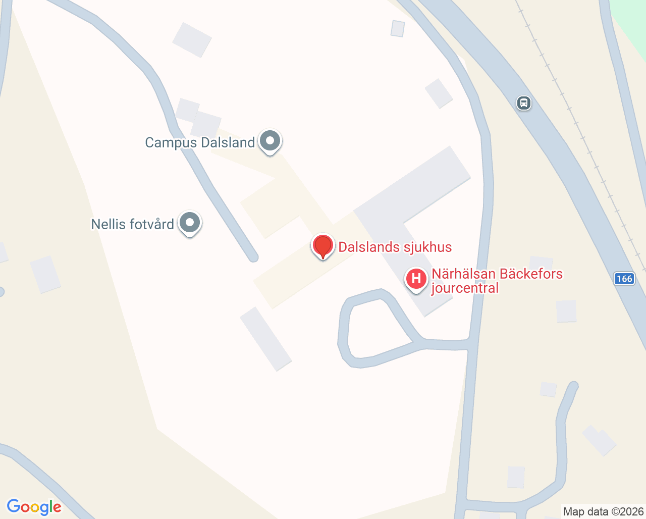 Karta till Fysioterapi Dalsland sjukhus, Bäckefors