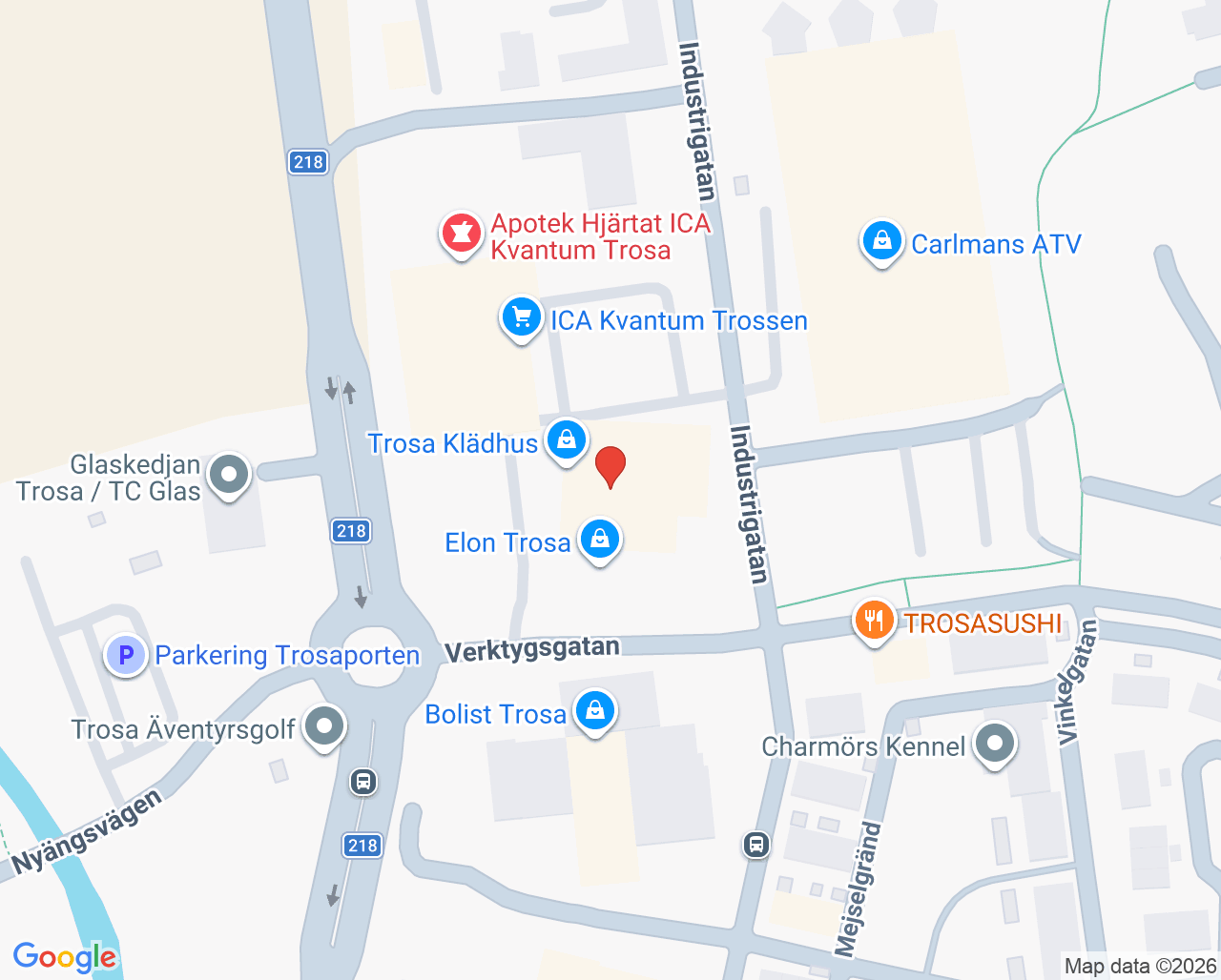 Karta till Trosa fysioterapi & idrottsmedicin, Trosa