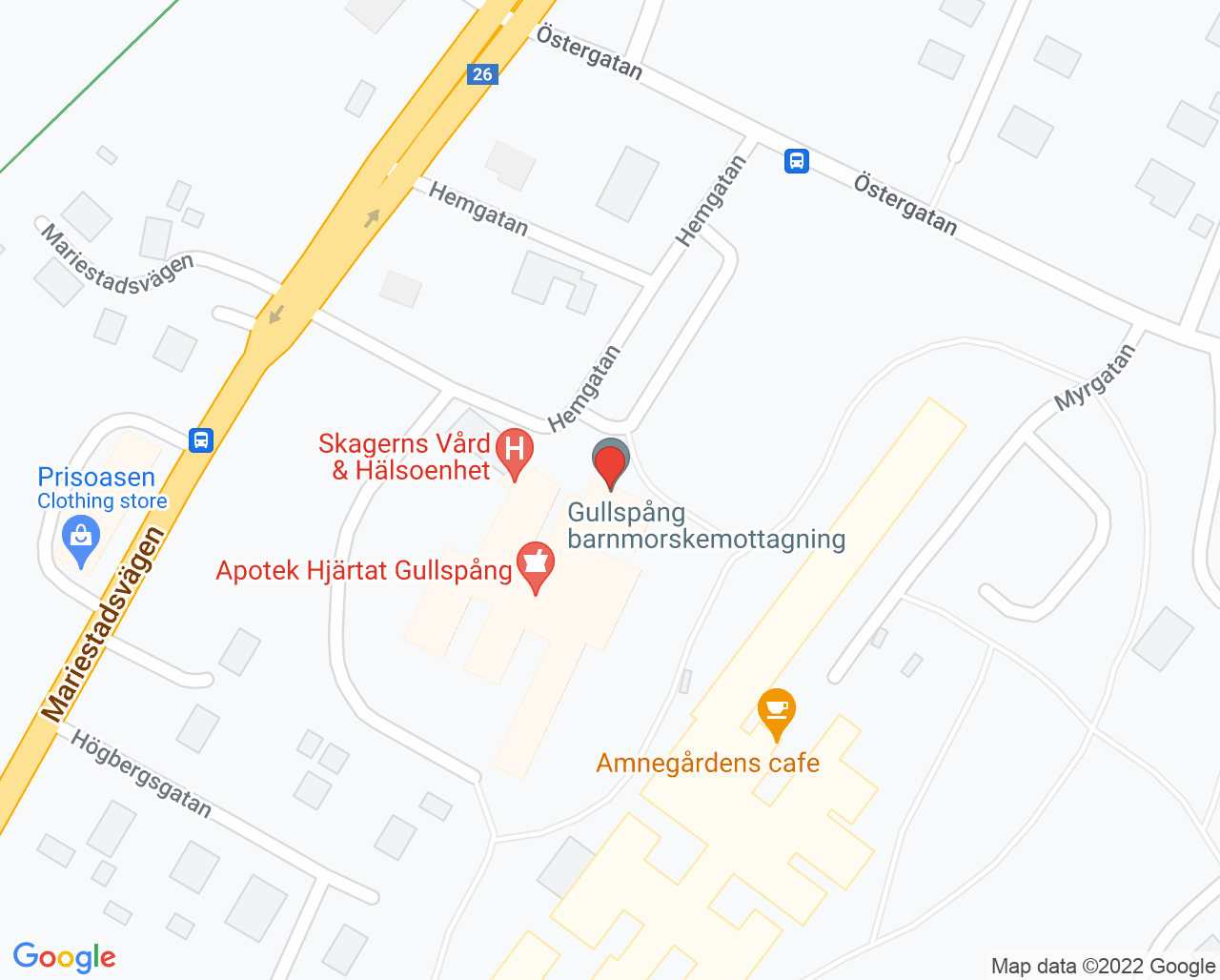Karta till Närhälsan Gullspång vårdcentral, Gullspång