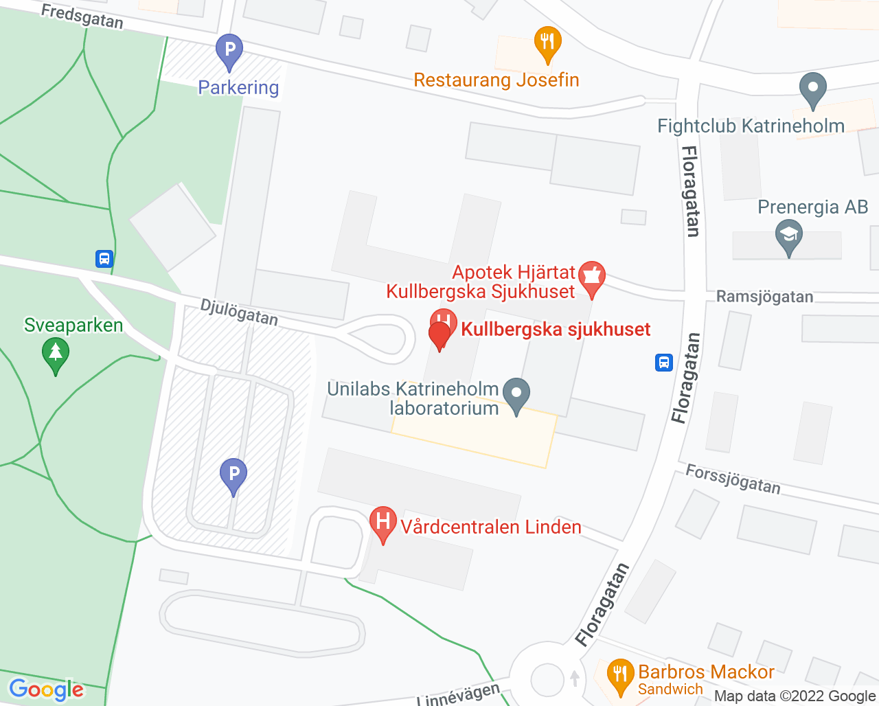 Karta till Resursenheten Kullbergska sjukhuset, Katrineholm