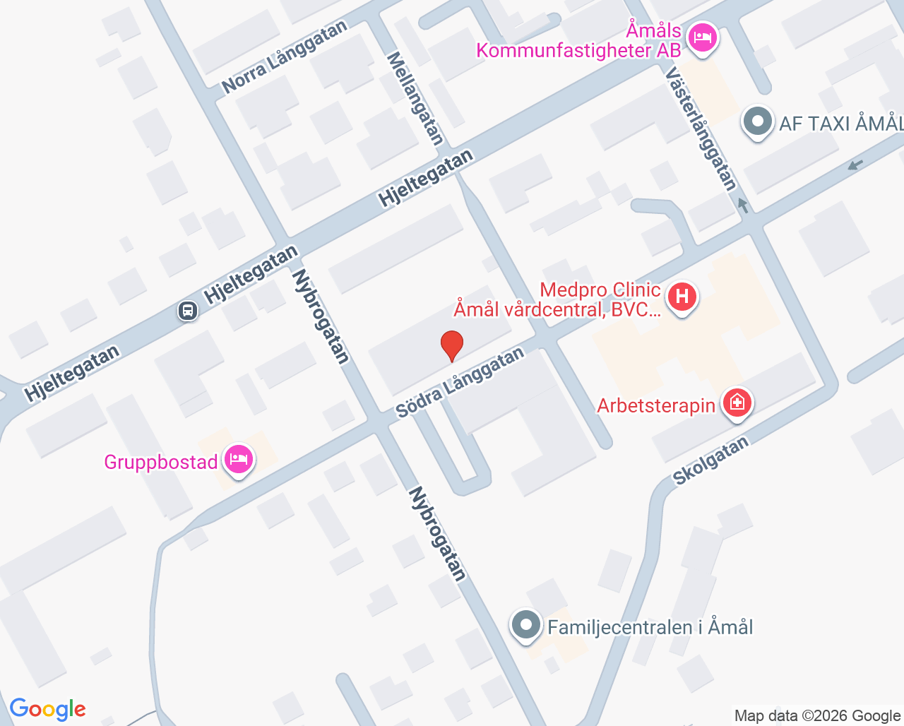 Karta till Åmål ungdomsmottagning