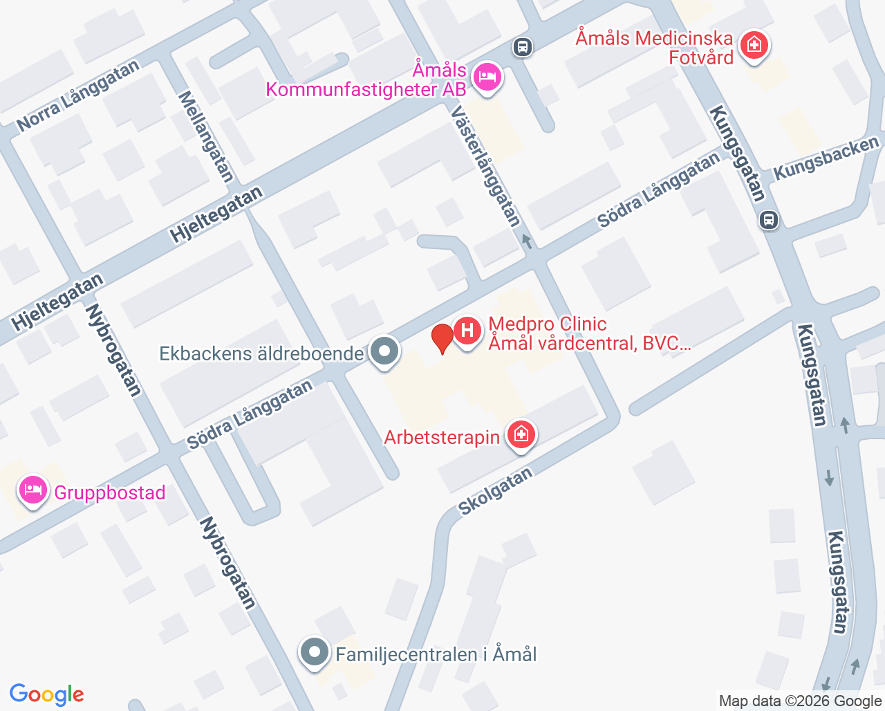 Karta till Medpro Clinic Åmål - Ungas Psykiska Hälsa