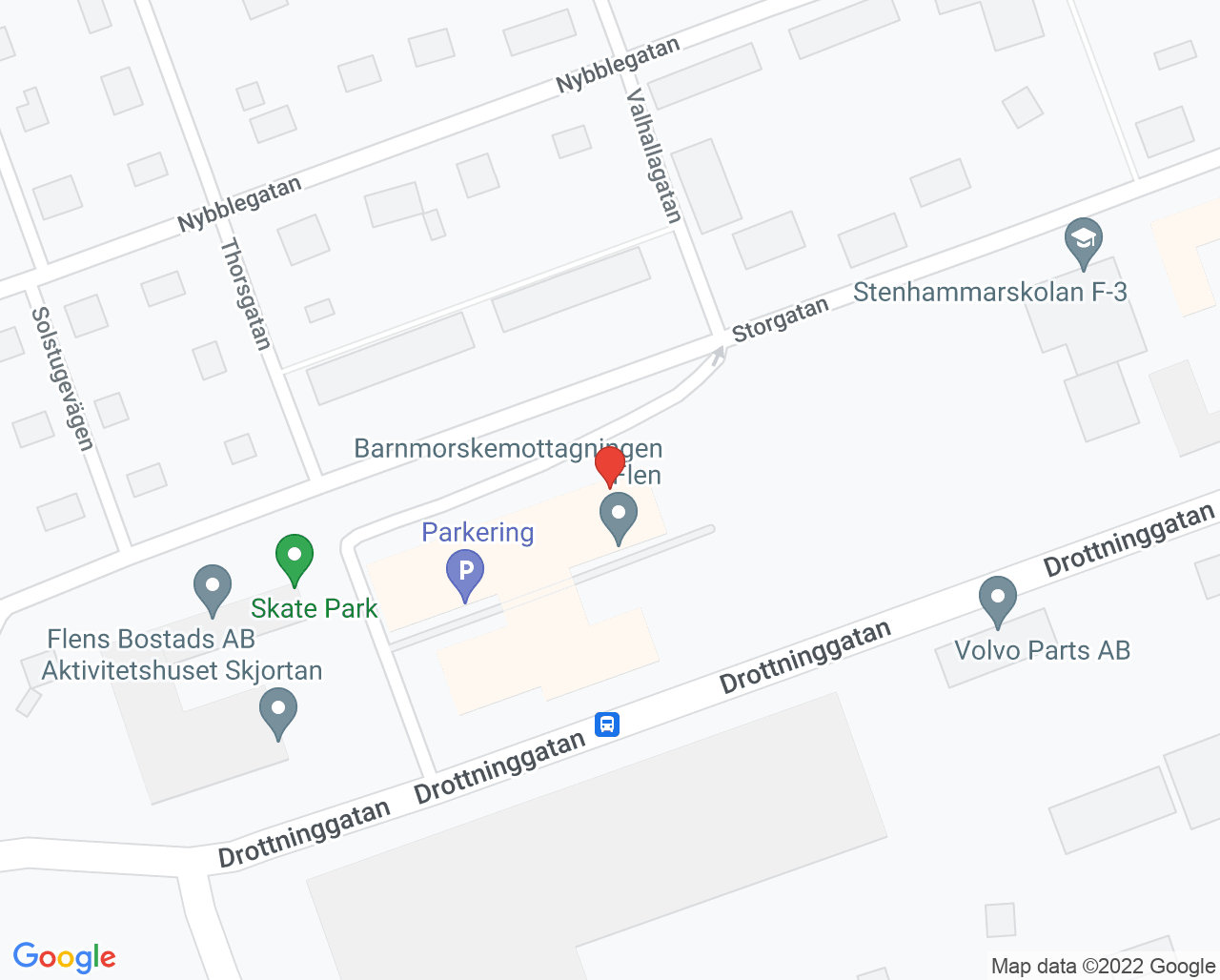 Karta till Samtalsmottagningen Barn och Unga Flen, Flen