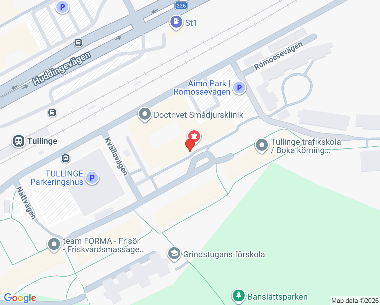 Karta till Tullinge vårdcentral