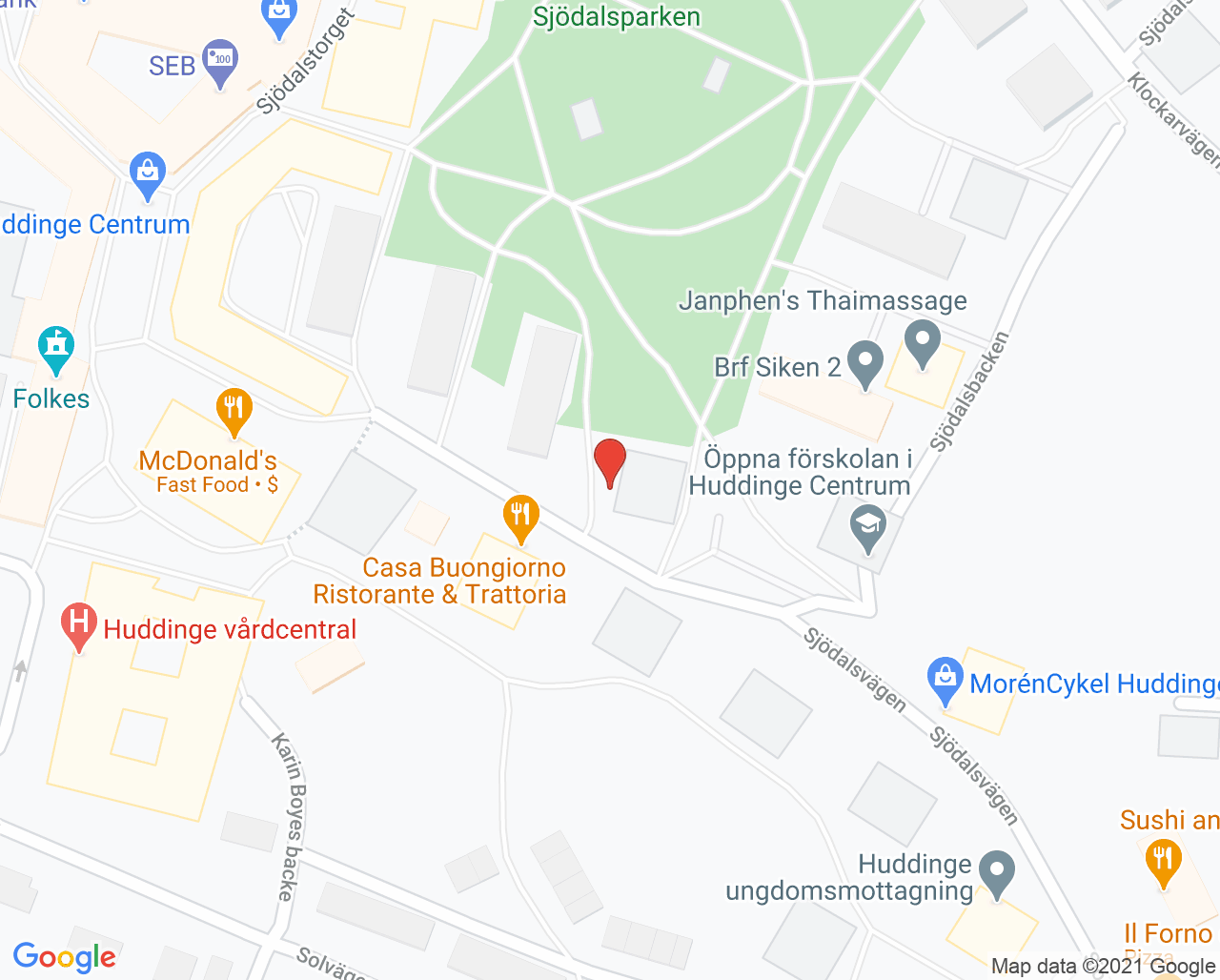 Karta till Glömstapoolen vaccination, Huddinge