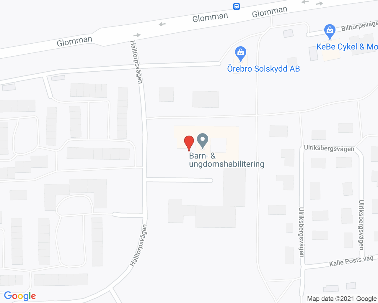 Karta till Barn- och ungdomshabiliteringens mottagning