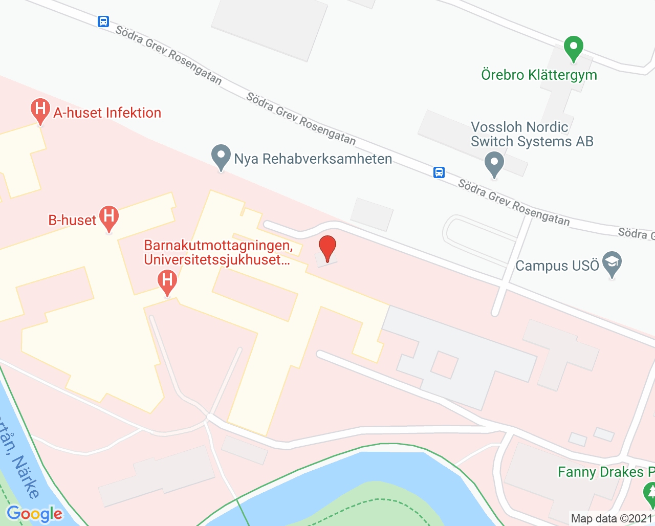 Karta till Lungmottagningen Universitetssjukhuset Örebro, Örebro