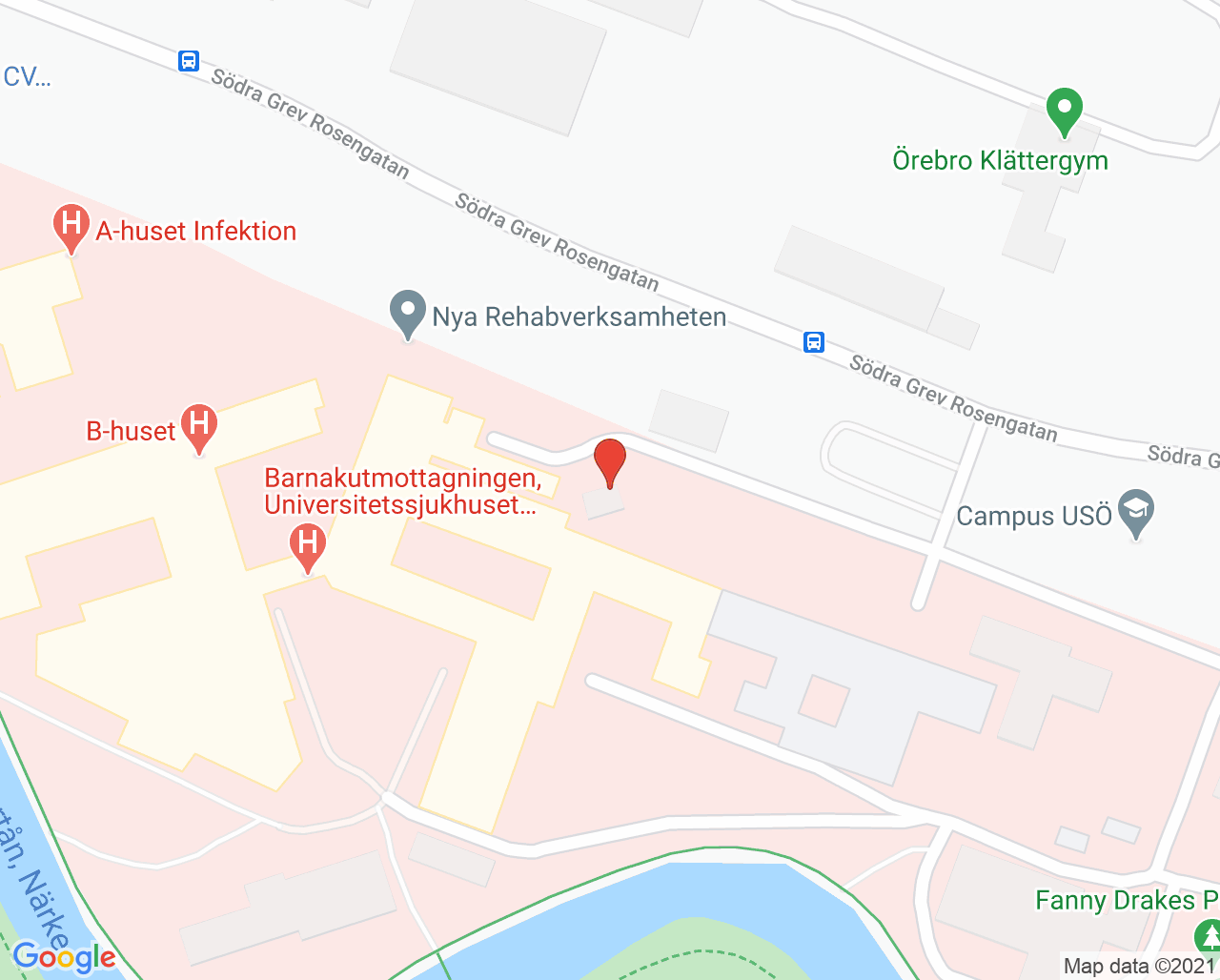 Karta till Kärlmottagningen Universitetssjukhuset Örebro, Örebro