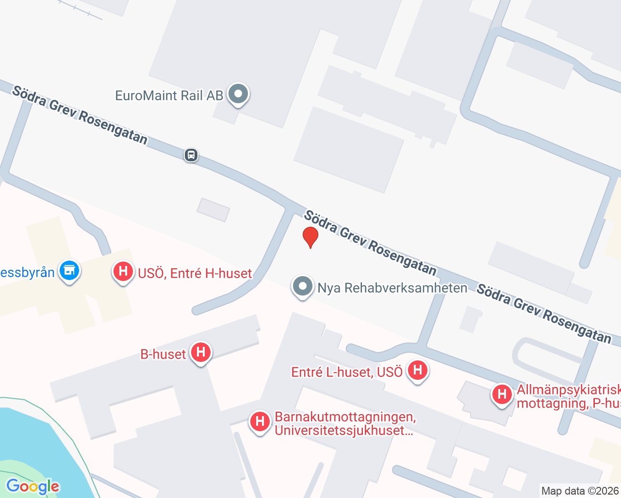 Karta till Ögonmottagningen Universitetssjukhuset Örebro, Örebro