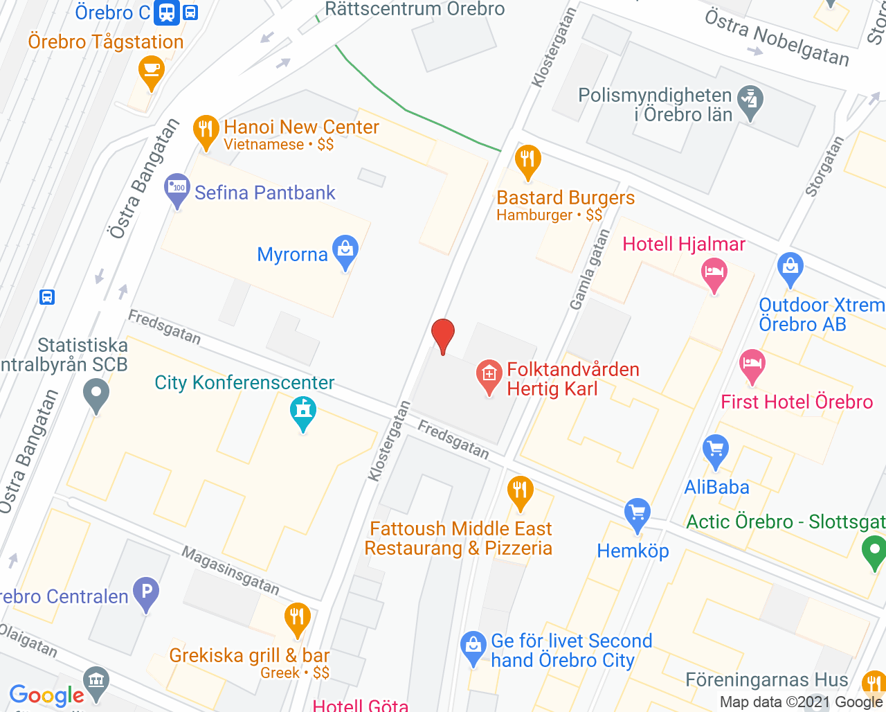 Karta till Folktandvården Hertig Karl, Örebro