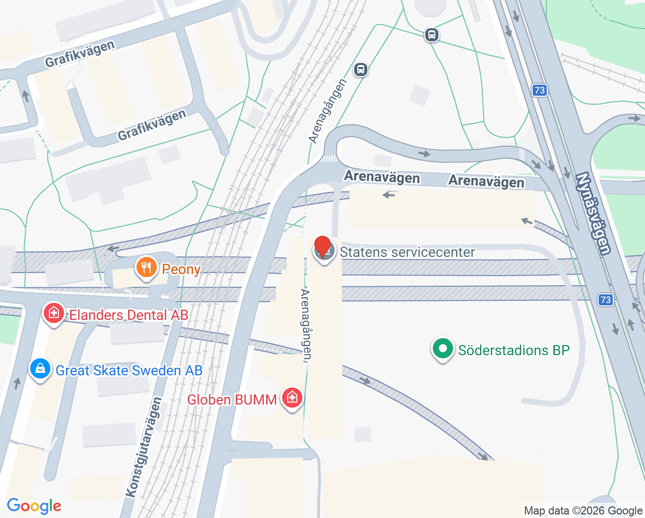 Karta till Capio Gyn Globen Gyn Kvalificerat Ultraljud