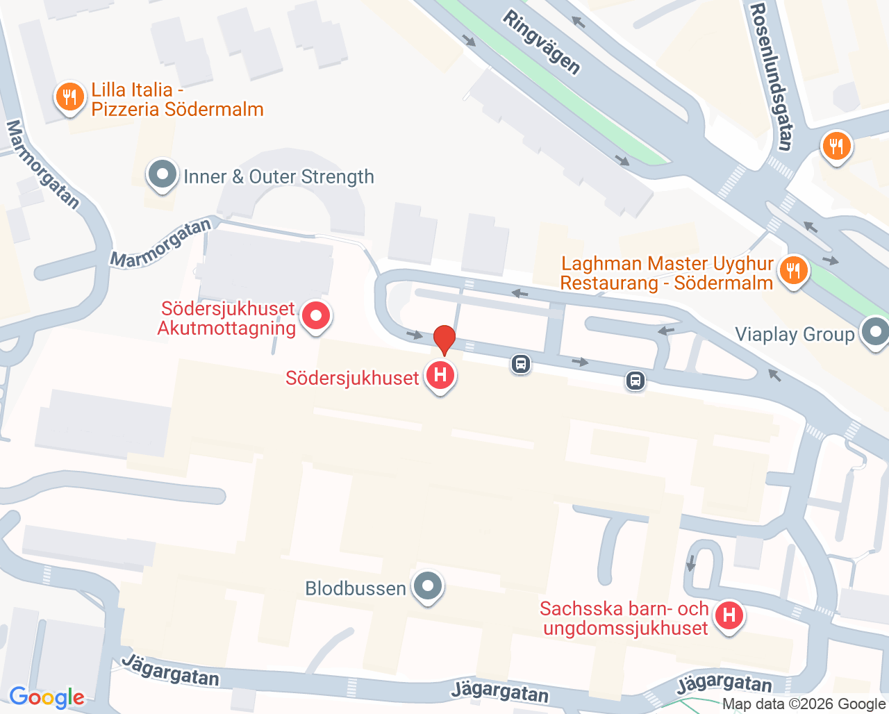 Karta till Kuratorsmottagningen, Sachsska barn- och ungdomssjukhuset