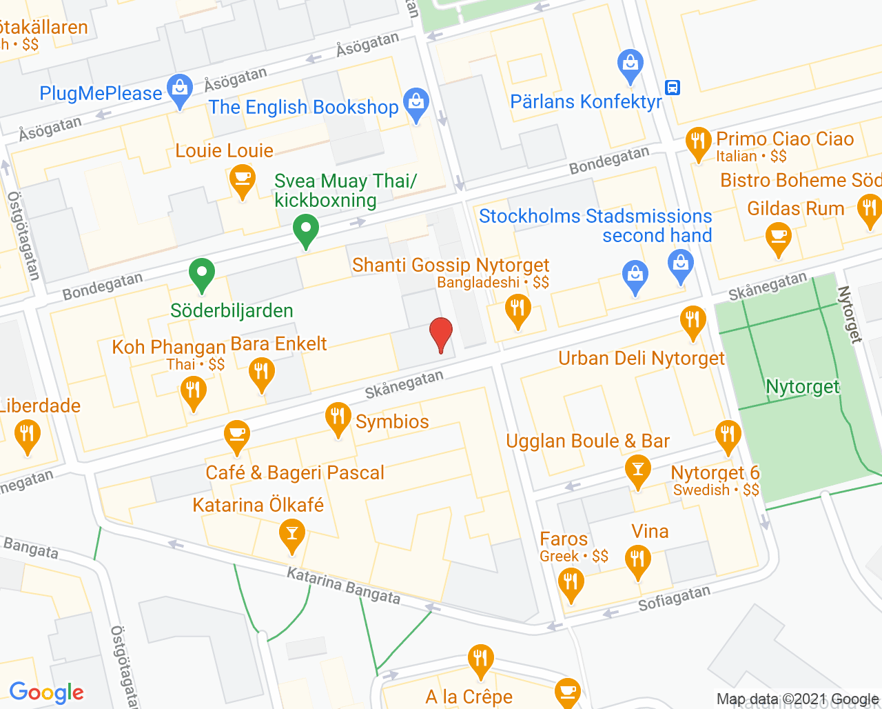Karta till Distriktstandvården Skånegatan