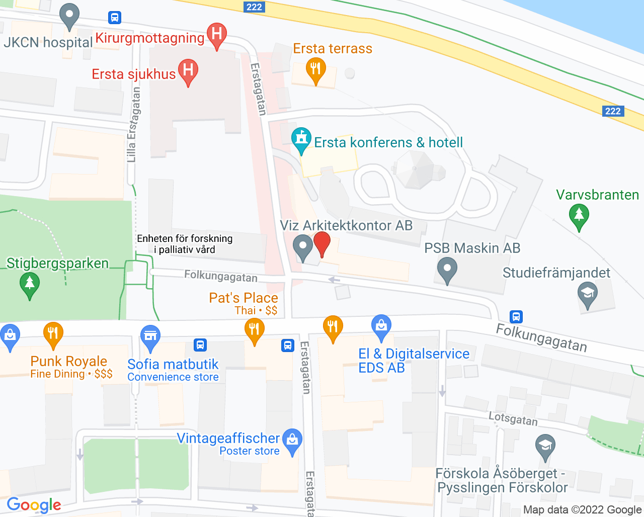 Karta till Aleris Klinisk Fysiologi Folkungagatan - bukaortascreening