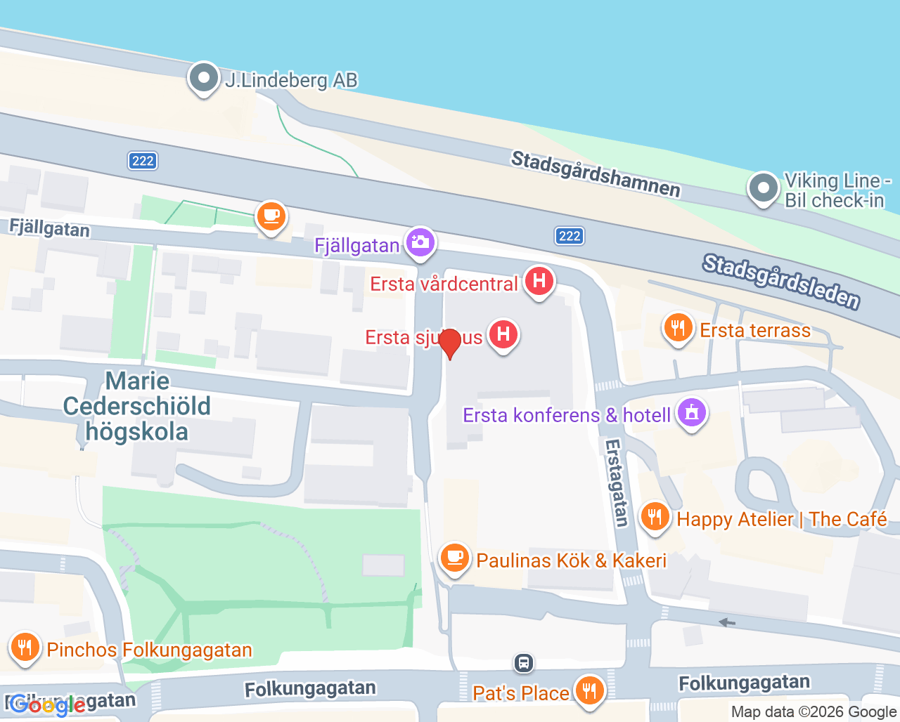Karta till Ersta Barnavårdscentral, Ersta sjukhus