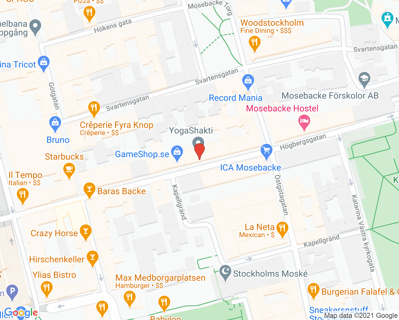 Karta till Ramsten Kliniken, Södermalm